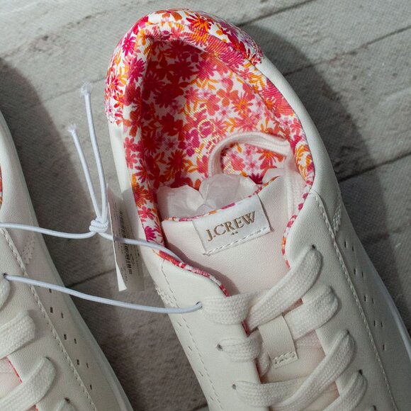 NWT J. Crew Floral Lace Up Road Trip Sneakers in Guava size 8 - Picture 4 of 12